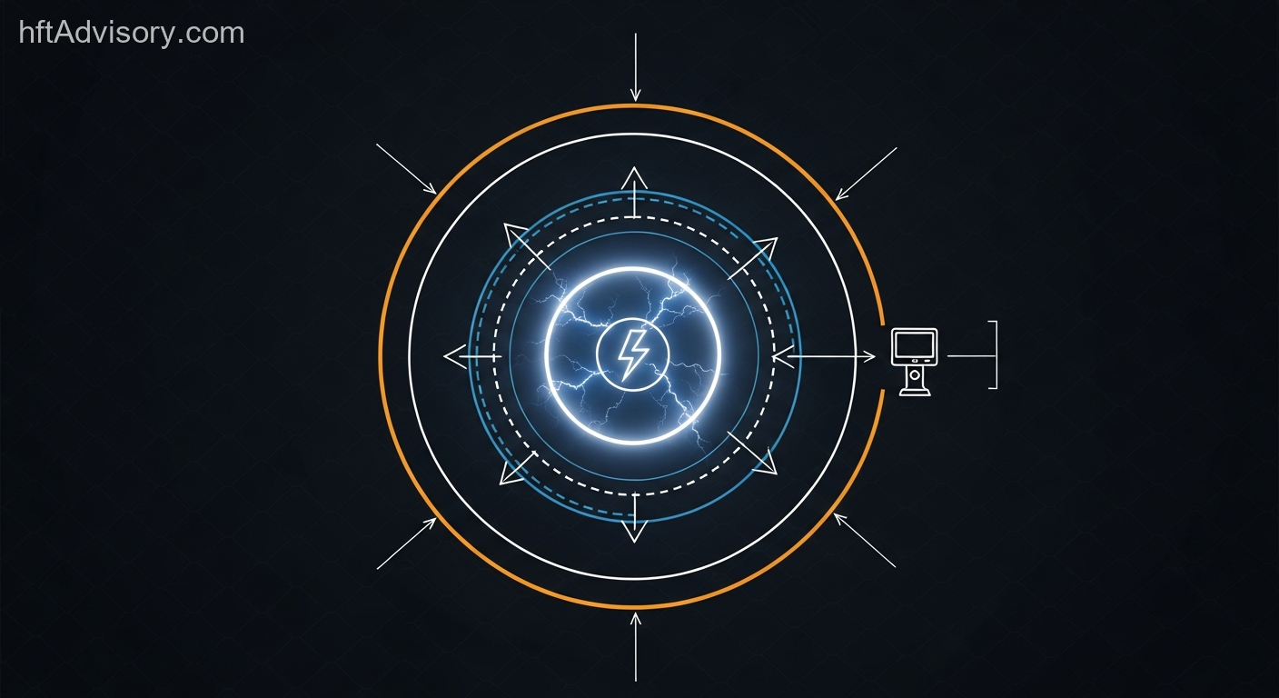Flash Crash Decision Paralysis: Why Your Risk Architecture Cannot Rely on Human Reflex - week1 mon SC 021 img3 risk architecture Three-tier automated risk architecture diagram: concentric rings showing Tier 1 sub-millisecond autonomous kill-switch layer, Tier 2 automated exposure resizing at 1 to 200 milliseconds, and Tier 3 human oversight escalation path at 200 milliseconds and beyond
