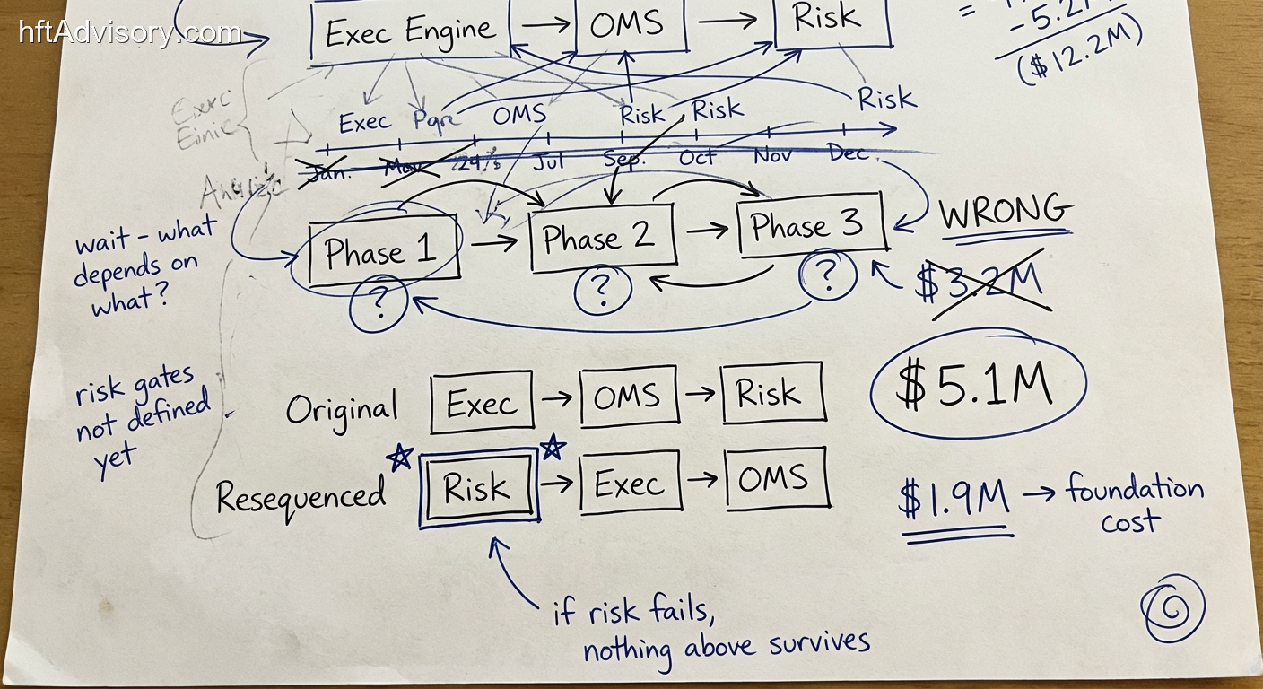 Trading Infrastructure Sequencing: Why Risk Controls Must Ship Before Your Execution Engine - 2026 03 15 infrastructure sequencing hero