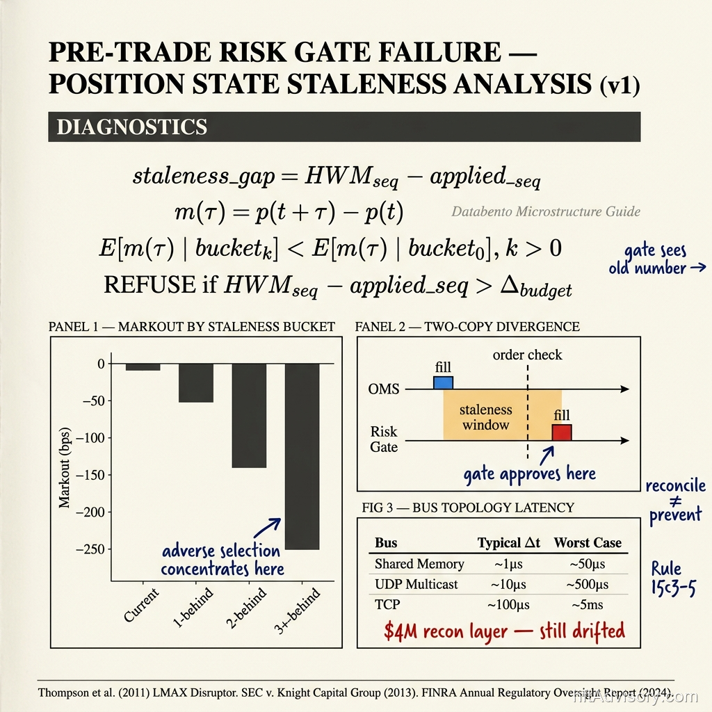 Pre-Trade Risk Gate Failure: How Stale Position State Clears Orders Past Real Limits - 2026 06 03 stale position risk gate hero