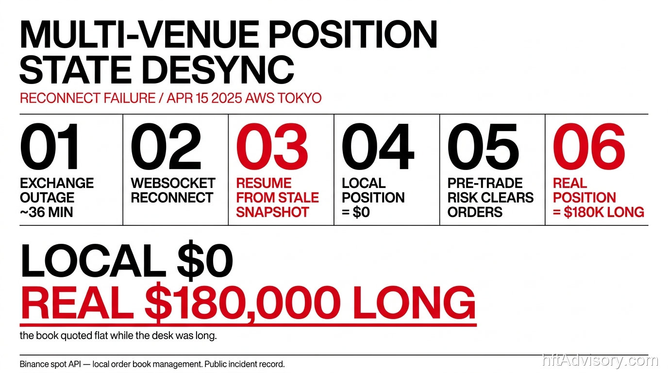 Crypto Market Making Position Drift: How Multi-Venue State Desync Defeats Pre-Trade Risk - 2026 06 17 crypto position drift hero