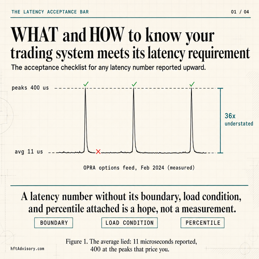 What and How to Measure Trading System Latency: A P99 Acceptance Bar for Low Latency Infrastructure - 2026 07 05 latency acceptance bar cover
