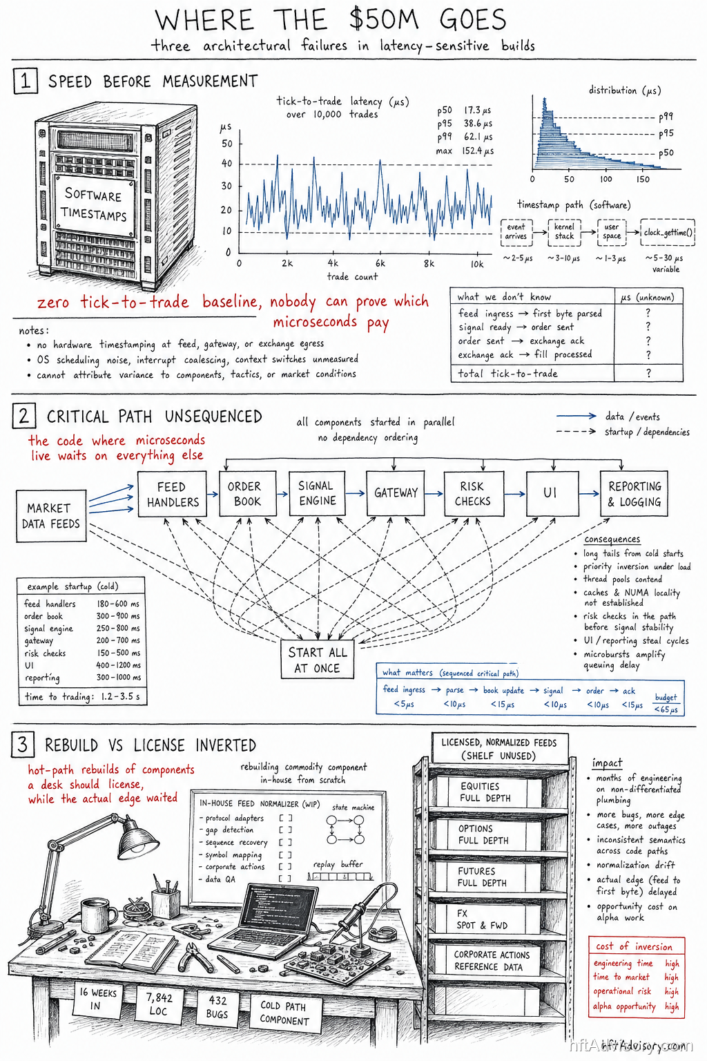 The Anatomy of a $50M Latency Build: Trading System Architecture Decisions That Separate a Machine From a Money Pit - 2026 07 09 quant fund tier cover