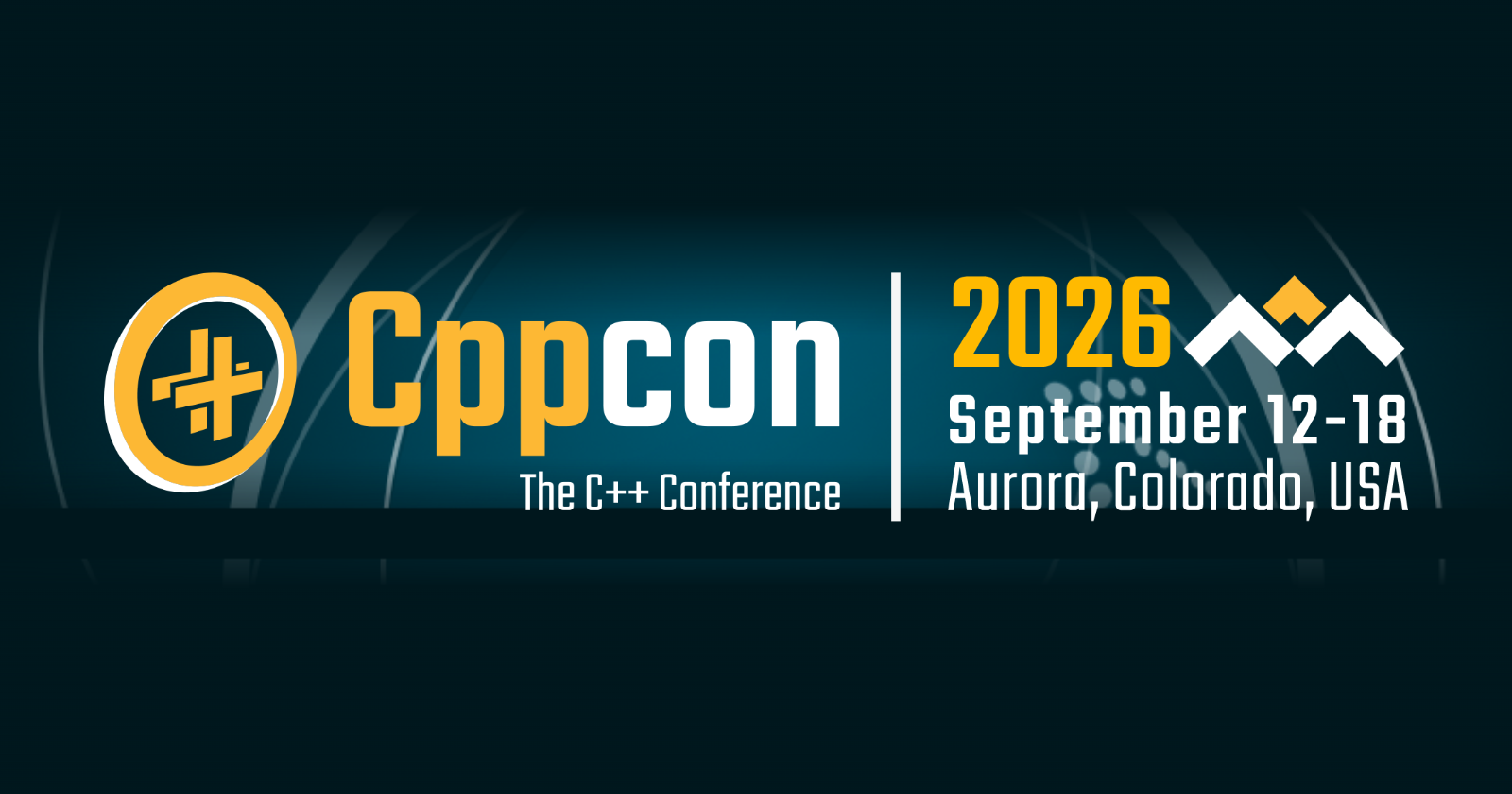 The CppCon 2026 conference banner: the CppCon logo and the words The C++ Conference beside 2026, September 12 to 18, Aurora, Colorado, USA.